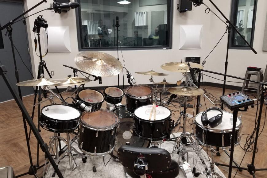 drumset in studio